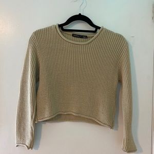 Cropped nude knit sweater